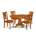 East West Furniture AVPL5-SBR-W Avon 5 Piece Dinette Set for 4 Includes an Oval Room Table with Butterfly Leaf and 4 Dining Chairs, 42x60 Inch