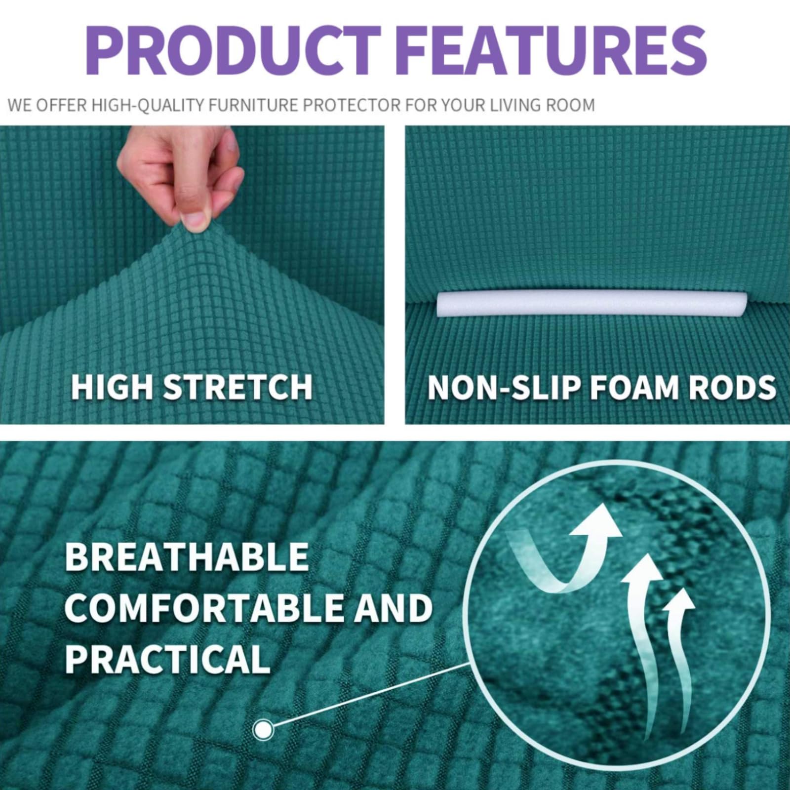 Znsayotx Super Stretch Chair Slipcover Universal Sofa Chair Covers For Living Room Dogs Pet Furniture Protector Spandex Armchair Slipcovers With Anti Slip Foam Sticks (Peacock Teal, Chair)