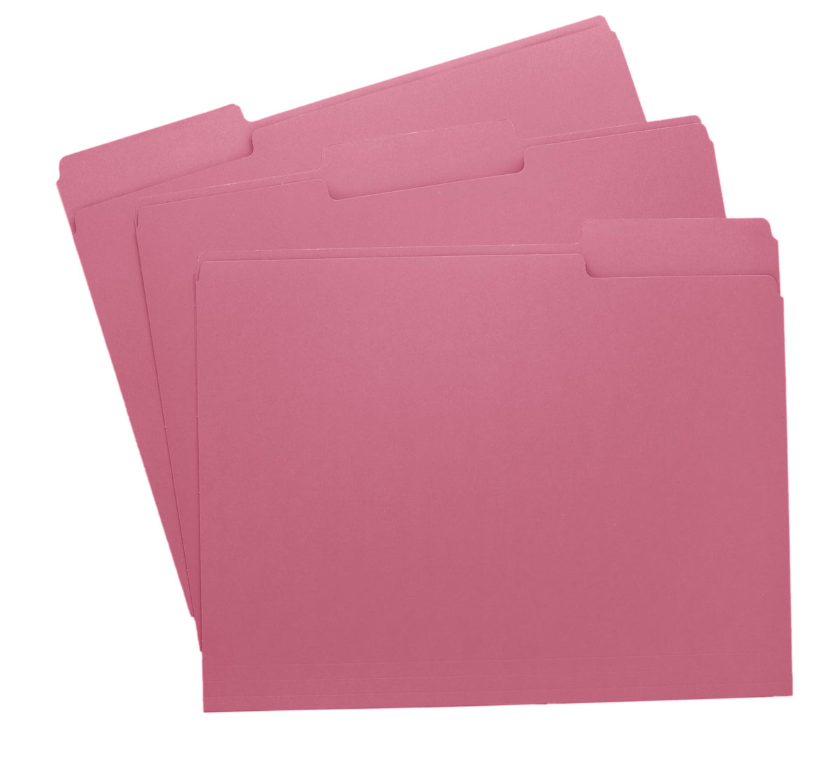 Pink File Folders, 1/3-Cut Tabs, Letter Size, 12-Pack - Durable Office Filing Folders For Documents, Papers, And Organization