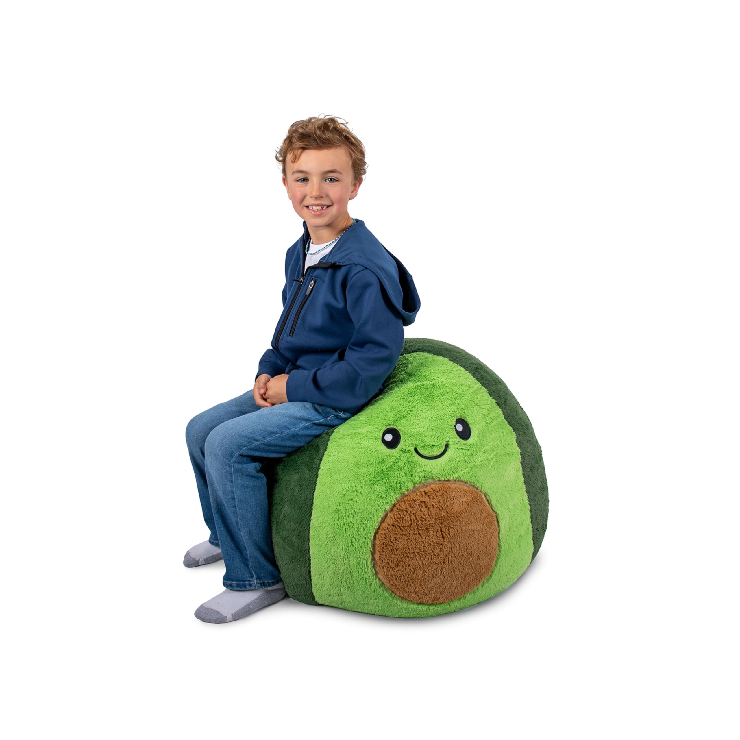 Big Joe Avocado PlushiPals Super Soft Bean Bag Chair for Kids, Ultra-Soft Plush Polyester Blend, 2.5 feet Refillable