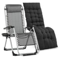 Monibloom Beach Chaise Lounge Chair, Patio Folding Recliner With Removable Cushion, Headrest & Tray, Portable Tanning Sunbathing Chair For Poolside Beach Porch Yard, Reinforced Bar, 330Lbs Grey