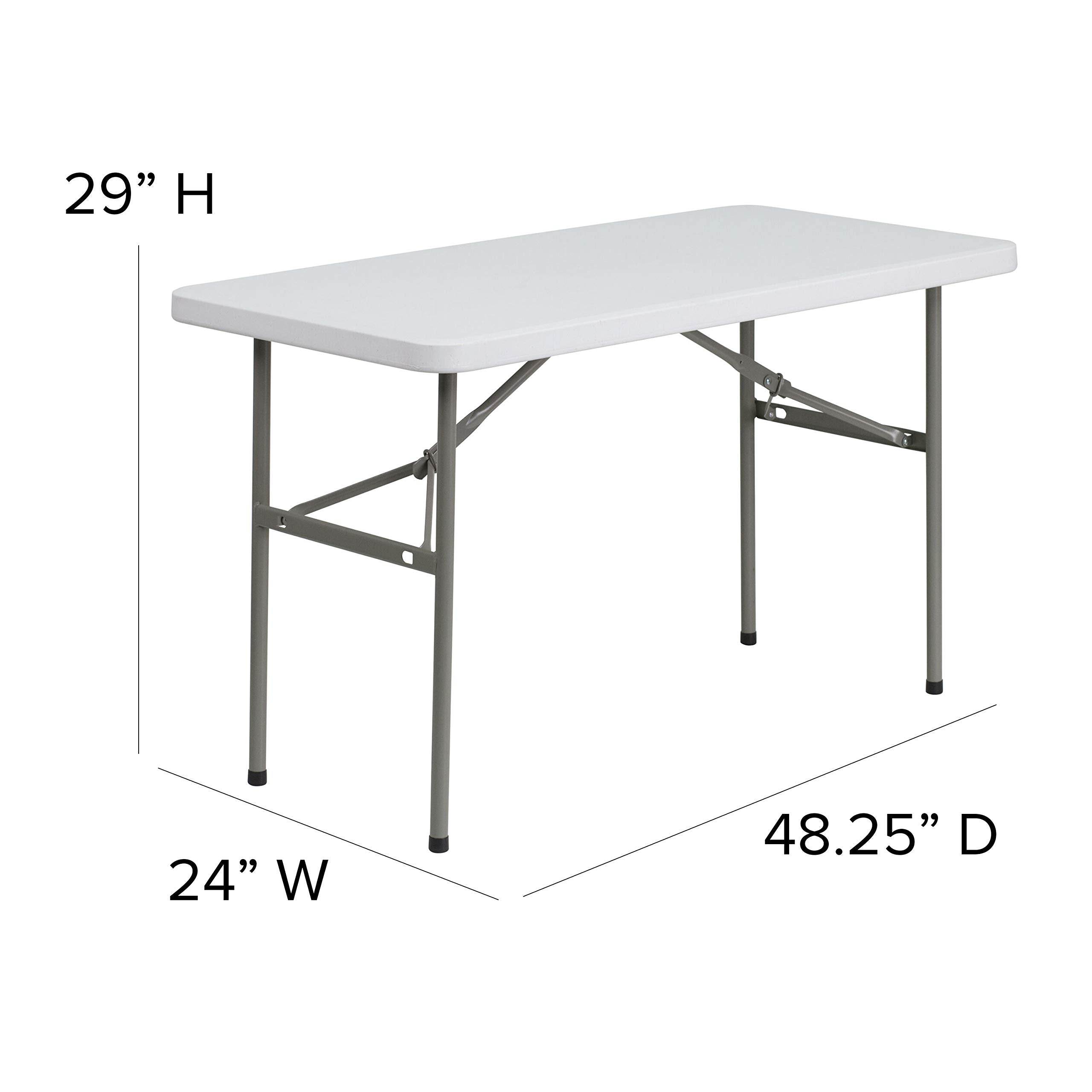 Flash Furniture Elon 4' Rectangular All-Occasion Plastic Folding Event Table, Foldable Portable Banquet Table For Indoor/Outdoor Events, White