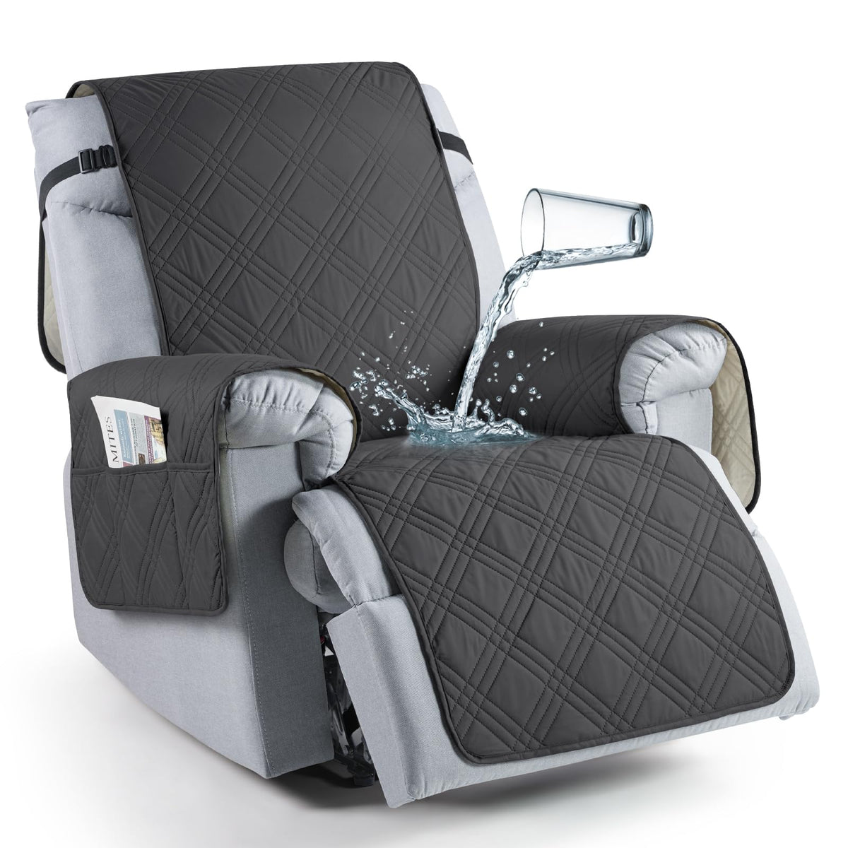Taococo 100% Waterproof Recliner Chair Cover Stay In Place, Recliner Covers For Small Recliner Chair With Pocket, Reclining Chai