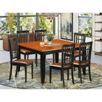 East West Furniture PFNI7-BCH-LC 7 Piece Dining Table Set Consist of a Square Wooden Table with Butterfly Leaf and 6 Faux Leather Dining Room Chairs, 54x54 Inch, Black & Cherry