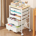 Goovilla Rolling Cart with 5 Drawers for Craft, Art, Dorm, Office, White