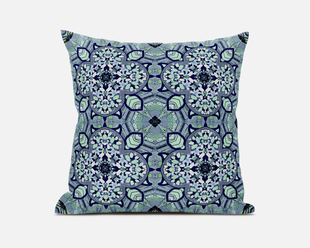 HomeRoots Muted Blue Aqua Blue Aqua Cloverleaf Boho Suede Throw Pillow