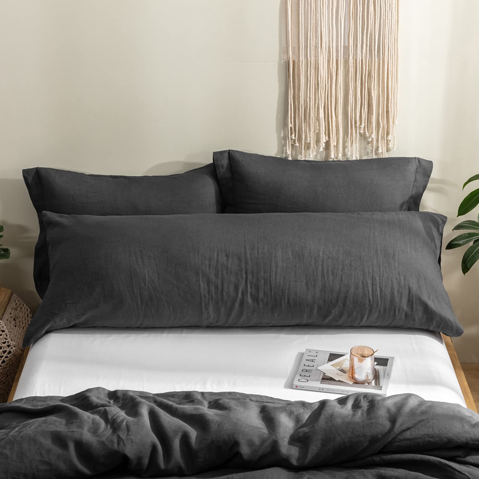 Simple&Opulence Body Pillow Cover 20' X 54',100% Pure Linen, Ultra Soft And Breathable, Body Pillowcase With Envelope Closure