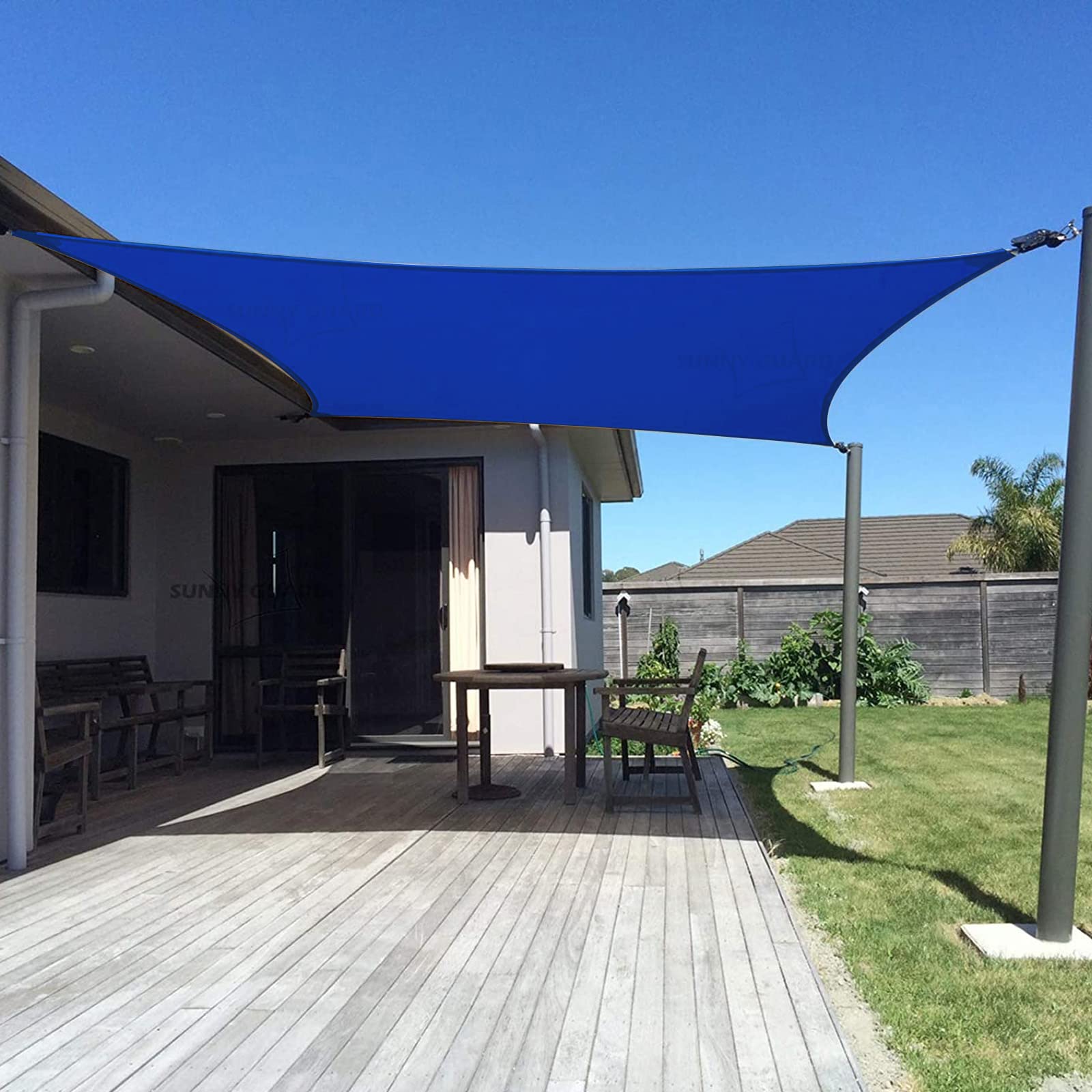 SUNNY GUARD Sun Shade Sail 10 x 13 Rectangle Blue UV Block Sunshade for Backyard Yard Deck Patio Garden Outdoor Activities and