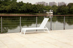 White Line Imports Sunset Outdoor Chaise Lounge, Taupe or Grey Aluminium Frame, Powder-Coating Finish, Textiline Sling Seat with Reinforcement, Set of 2