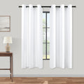 KOUFALL White Curtains 63 Inch Length 2 Panels Set Grommet Lightweight 60-70% Blackout Energy Saving Opaque Semi Black Out Simpl