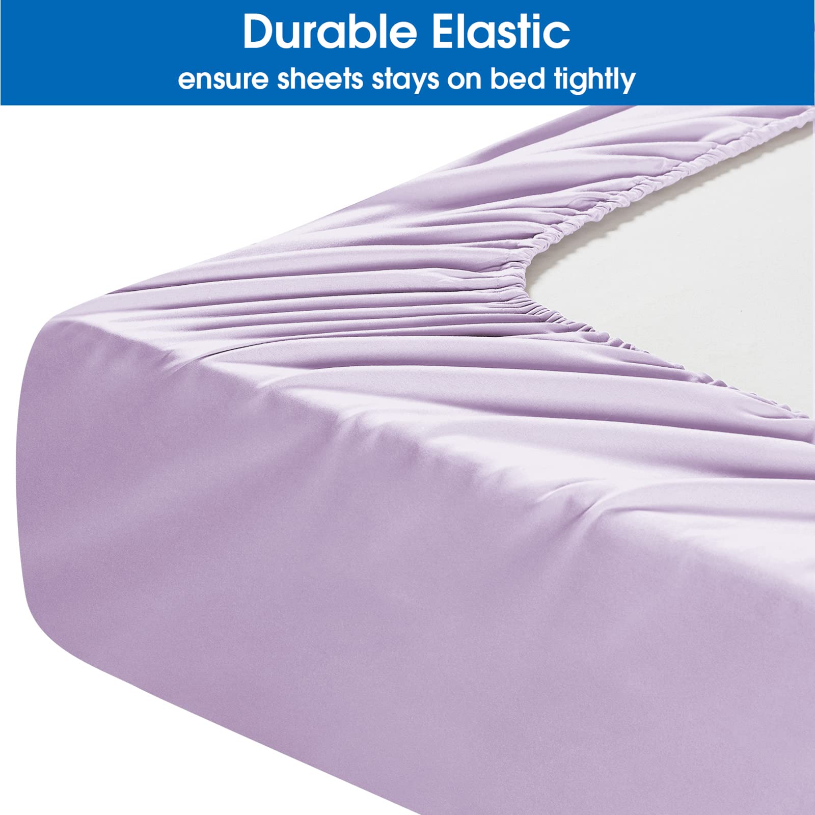 Homeideas Full Size Bed Sheets - 4 Piece Set (Lavender) - Extra Soft Brushed Microfiber 1800 Bedding Sheets, Deep Pocket, Wrinkle & Fade Free