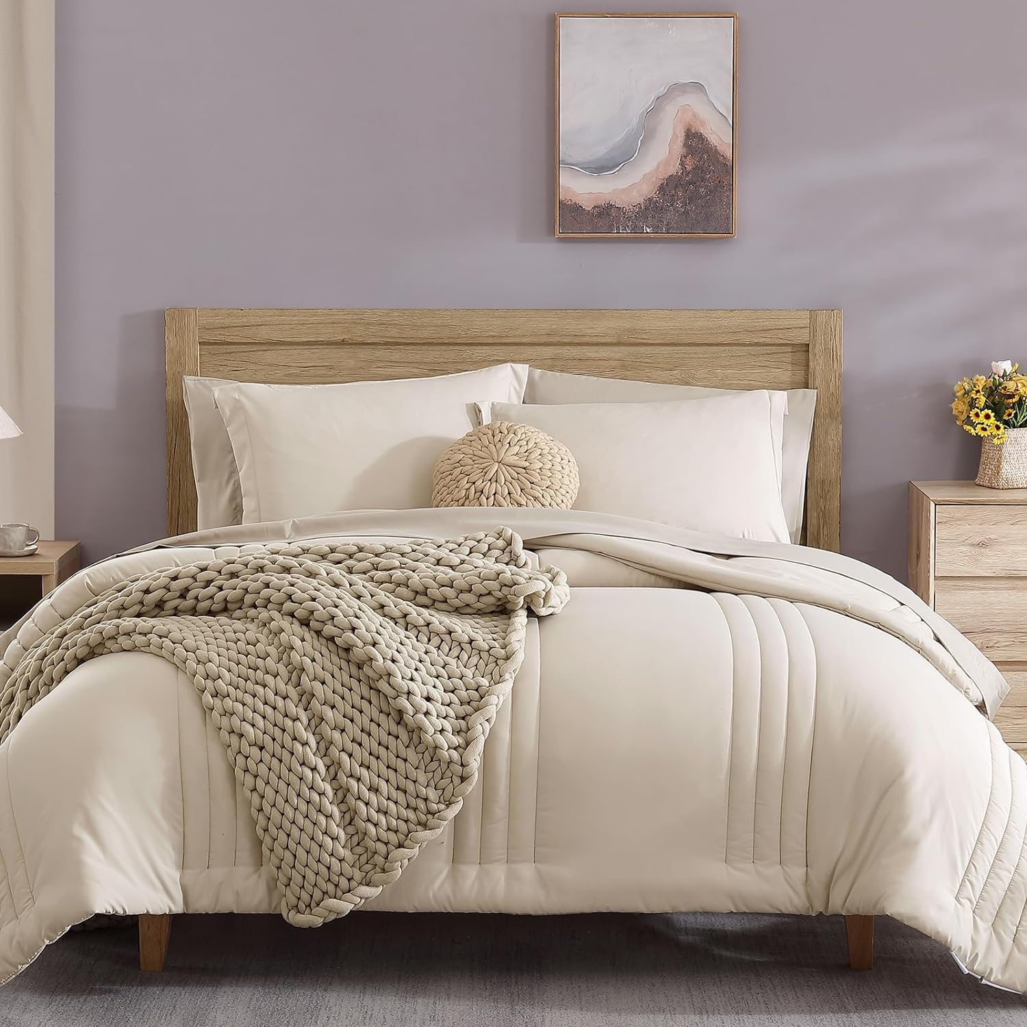 Monbix Burnt Orange Full Size Comforter Sets, 7 Piece Full Size Bedding Sets, Warm Comforters, Bed In A Bag Full With Sheets,Pil