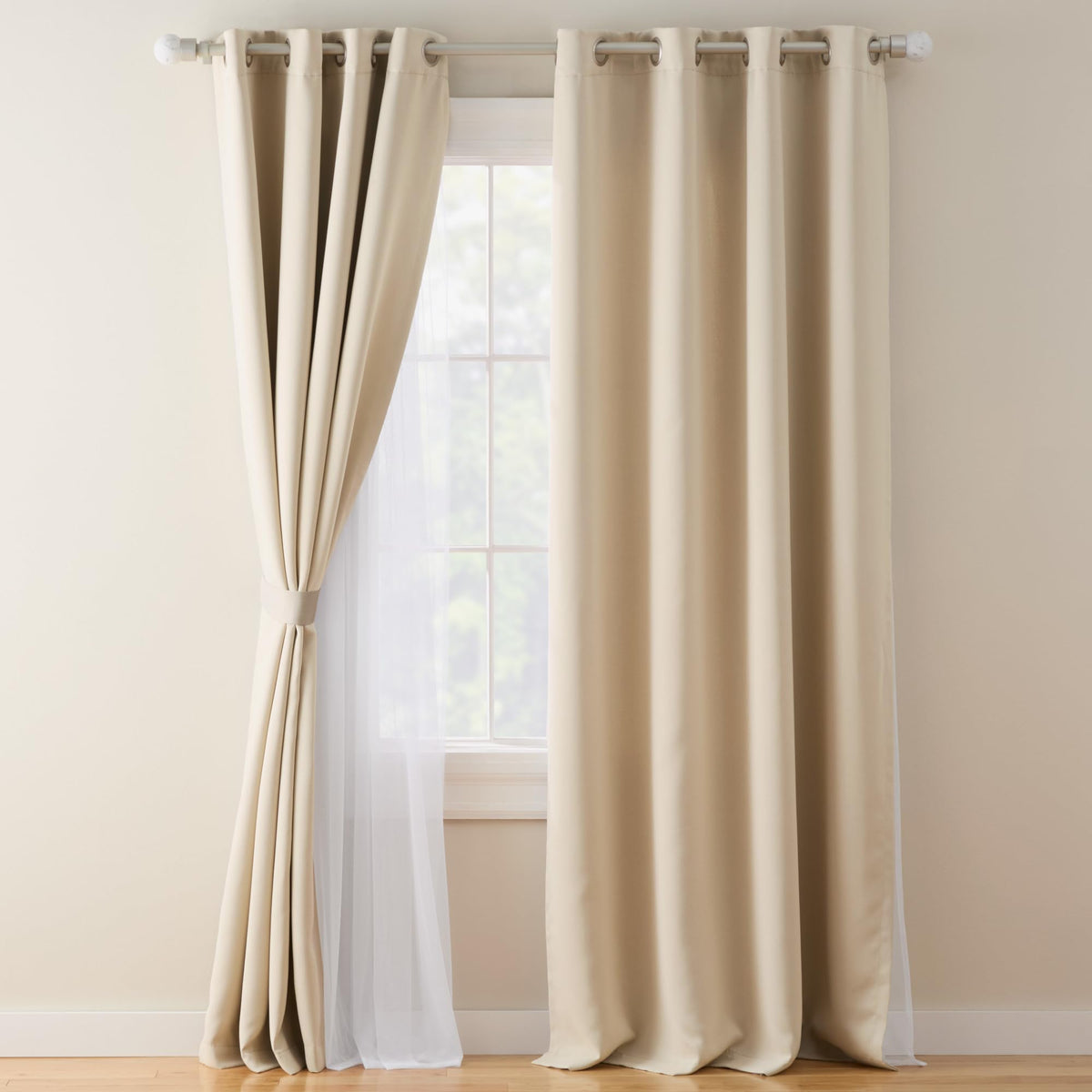 Town & Country Luxe Oslo Double Layer Indoor Curtains, Room Darkening and Sheer, Grommet Top, Energy Efficient, 2Pack Set, 52x
