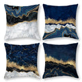 Bapcoku Navy Blue Grey Gold Pillows Covers Set Of 4 Marble Blue Decorative Throw Pillows Cover For Couch Sofa Bed Abstract Marbl