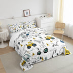 Construction Comforter Set Full Size Kids Cartoon Car Excavator Tractor Toddler Comforter Equipment Trucks Dinosaur Comforter Se