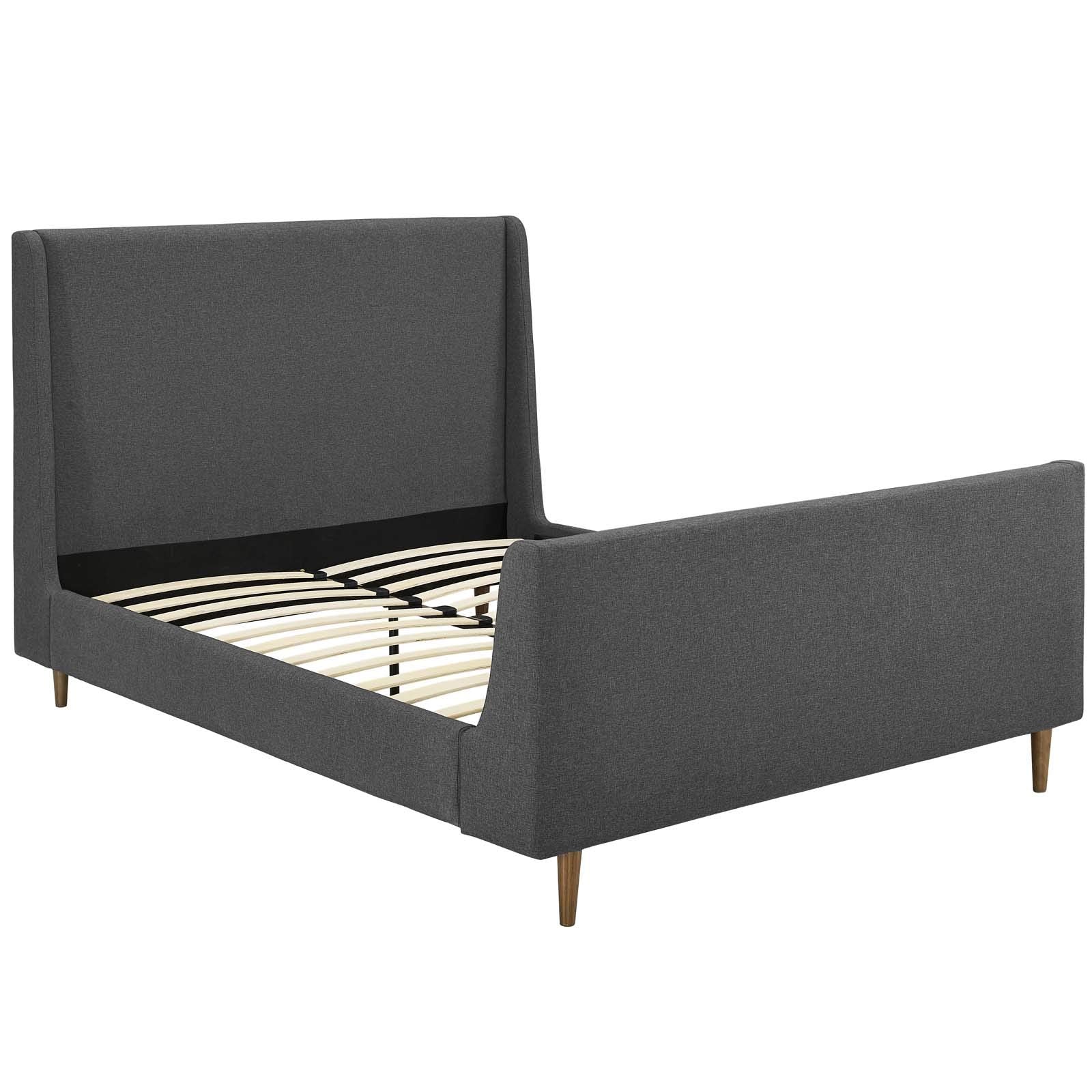 Modway Aubree Upholstered Fabric Sleigh Queen Platform Bed In Gray