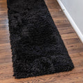 Rugs.com Infinity Collection Solid Shag Area Rug 6 Ft Runner Onyx Black Shag Rug Perfect for Hallways, Entryways