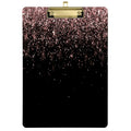 Rose Gold Black Glitter Clipboard Office School Nursing Acrylic Clip Board For Standard A4 Letter Size 9' X 12.5' With Gold Lo