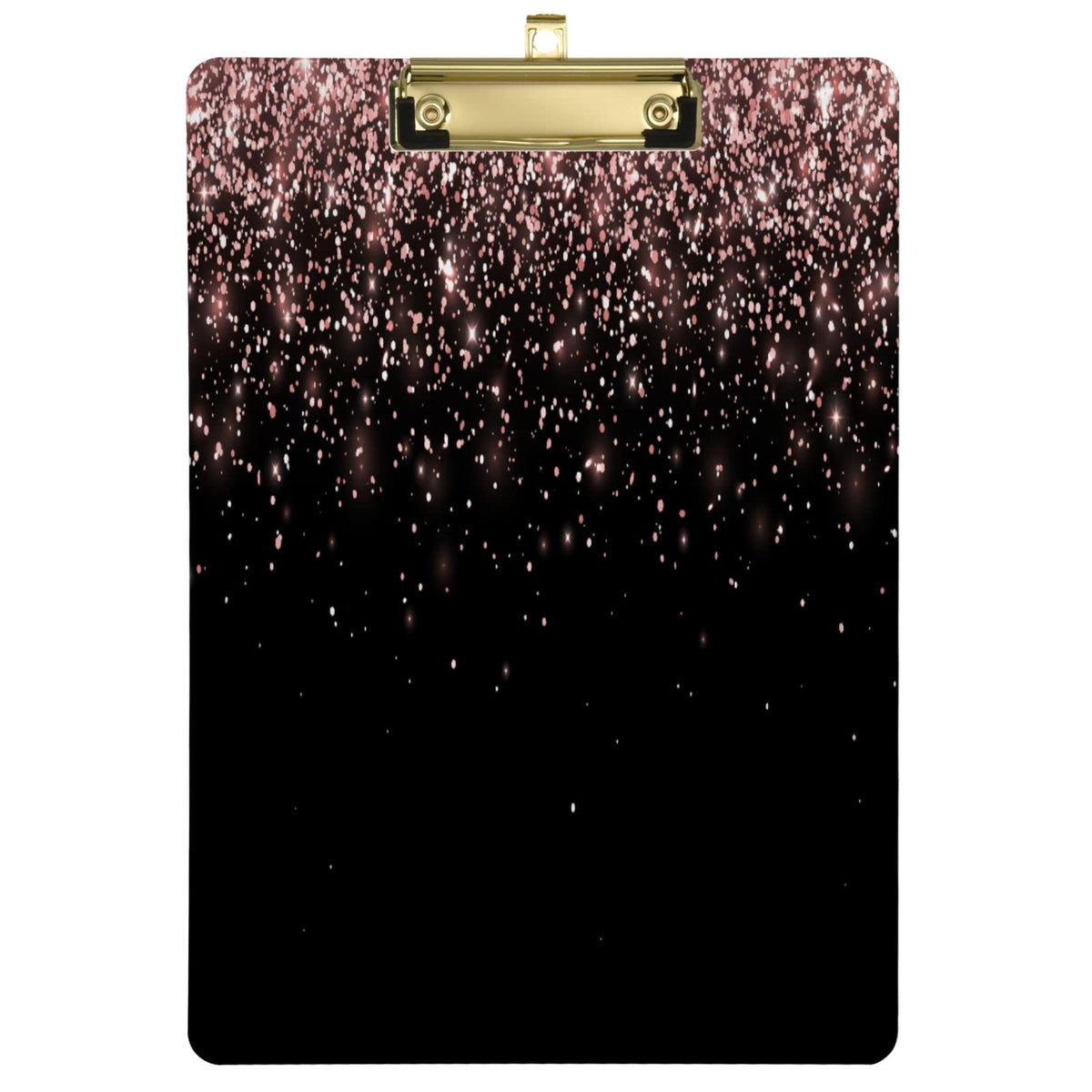 Rose Gold Black Glitter Clipboard Office School Nursing Acrylic Clip Board For Standard A4 Letter Size 9' X 12.5' With Gold Lo