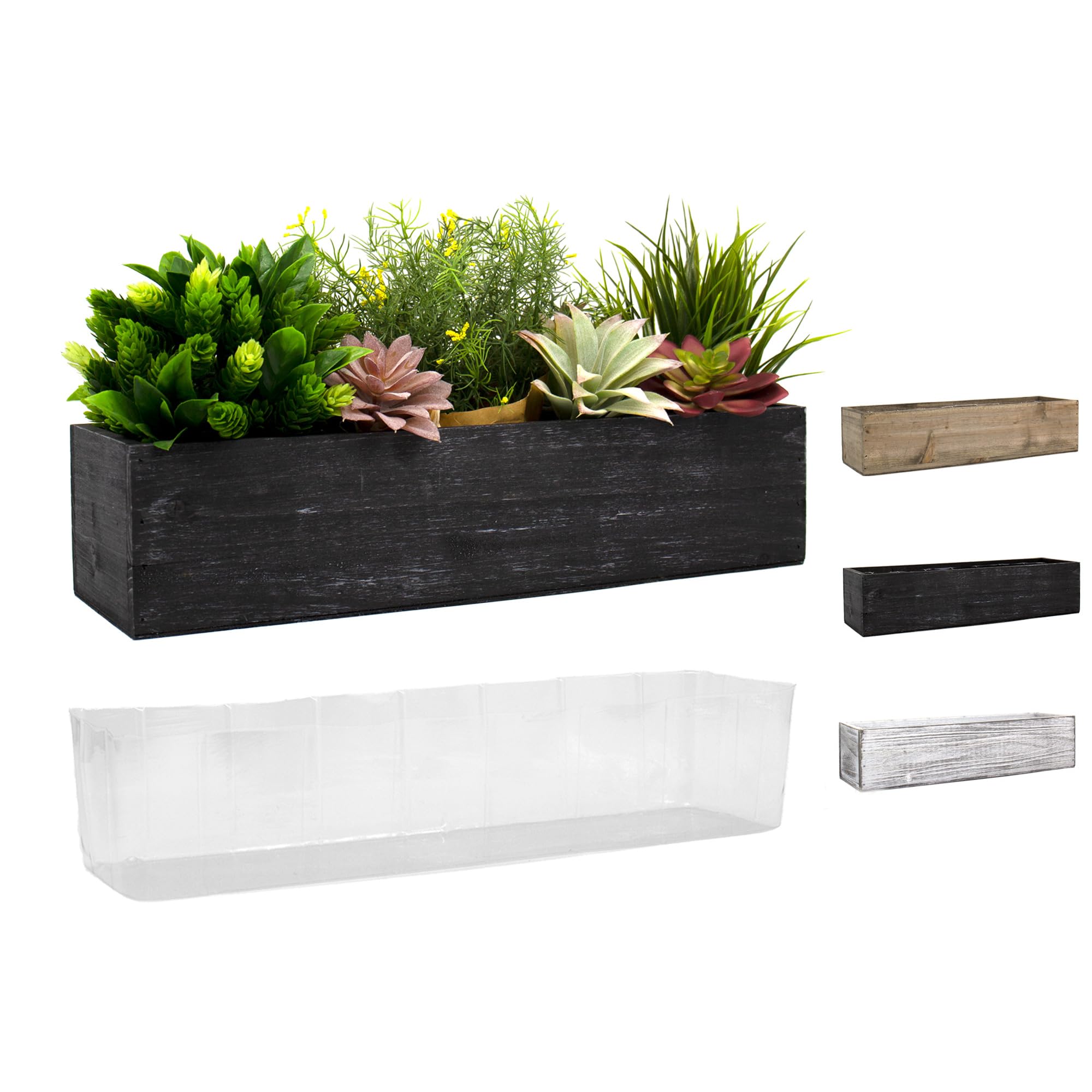 Cys Excel Black Wooden Planter Box (17'X5' H:4') With Removable Plastic Liner | Multiple Colors Rustic Rectangle Indoor Decor