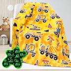 Uofon Construction Truck Toys Gifts For Boys Truck Blanket Glow In The Dark Construction Blanket Tractor Blanket For Toddler Boy