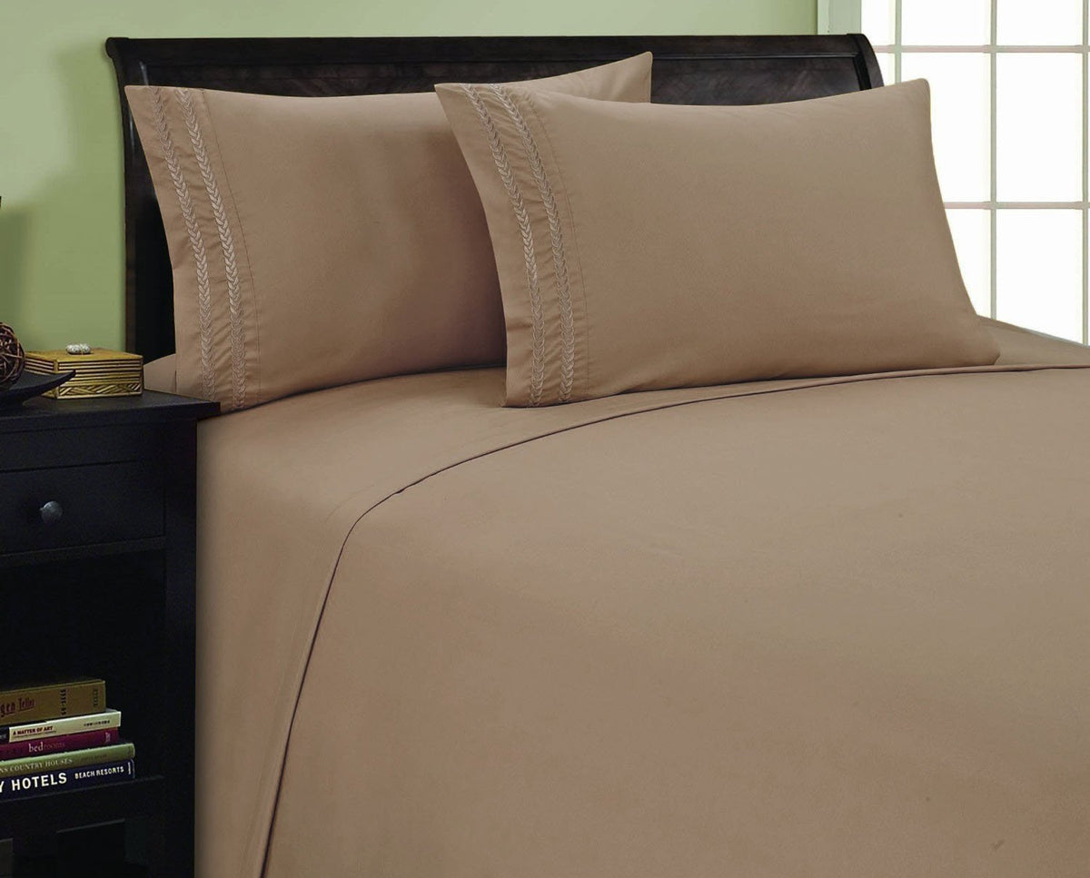 Elegance Linen 1500 Thread Count 3-Line Egyptian Quality Microfiber Luxurious Silky Soft Wrinkle & Fade Resistant 4 Pc Sheet Set
