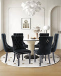 Vicbarley Velvet Dining Chair Set Of 6 Upholstered Tufted Dining Room Chair With Nailhead Trim And Solid Wood Legs For Kitchen,