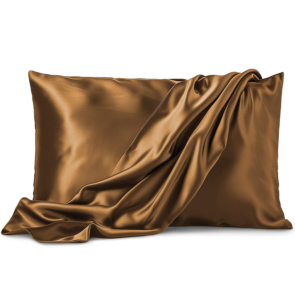 Pure Bedding Satin Pillowcase 2 Pack - Queen Size (20''X30'', Coffee) - Silky Pillow Cases For Hair And Skin - Satin Pillow Cove