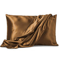 Pure Bedding Satin Pillowcase 2 Pack - Queen Size (20''X30'', Coffee) - Silky Pillow Cases For Hair And Skin - Satin Pillow Cove