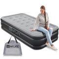 Ez Inflate Air Mattress With Built In Pump - Twin Size Double-High Inflatable Mattress With Flocked Top - Easy Inflate, Waterpro