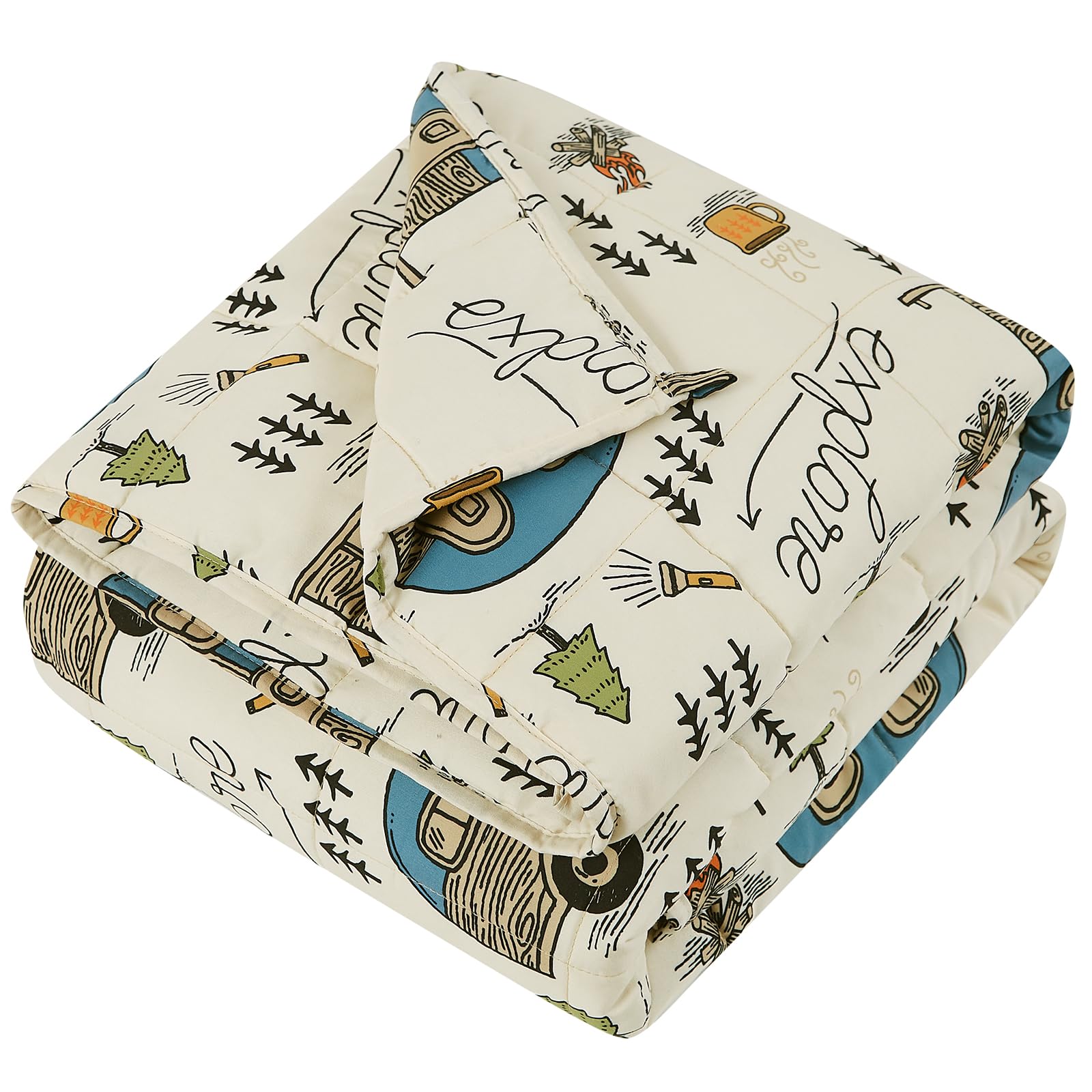 Hosukko Weighted Blanket - Weighted Blanket 3 Lbs Ivory Forest Heavy Blanket - Small Size Bresthable Blanket(36 * 48 Inches, 3 L