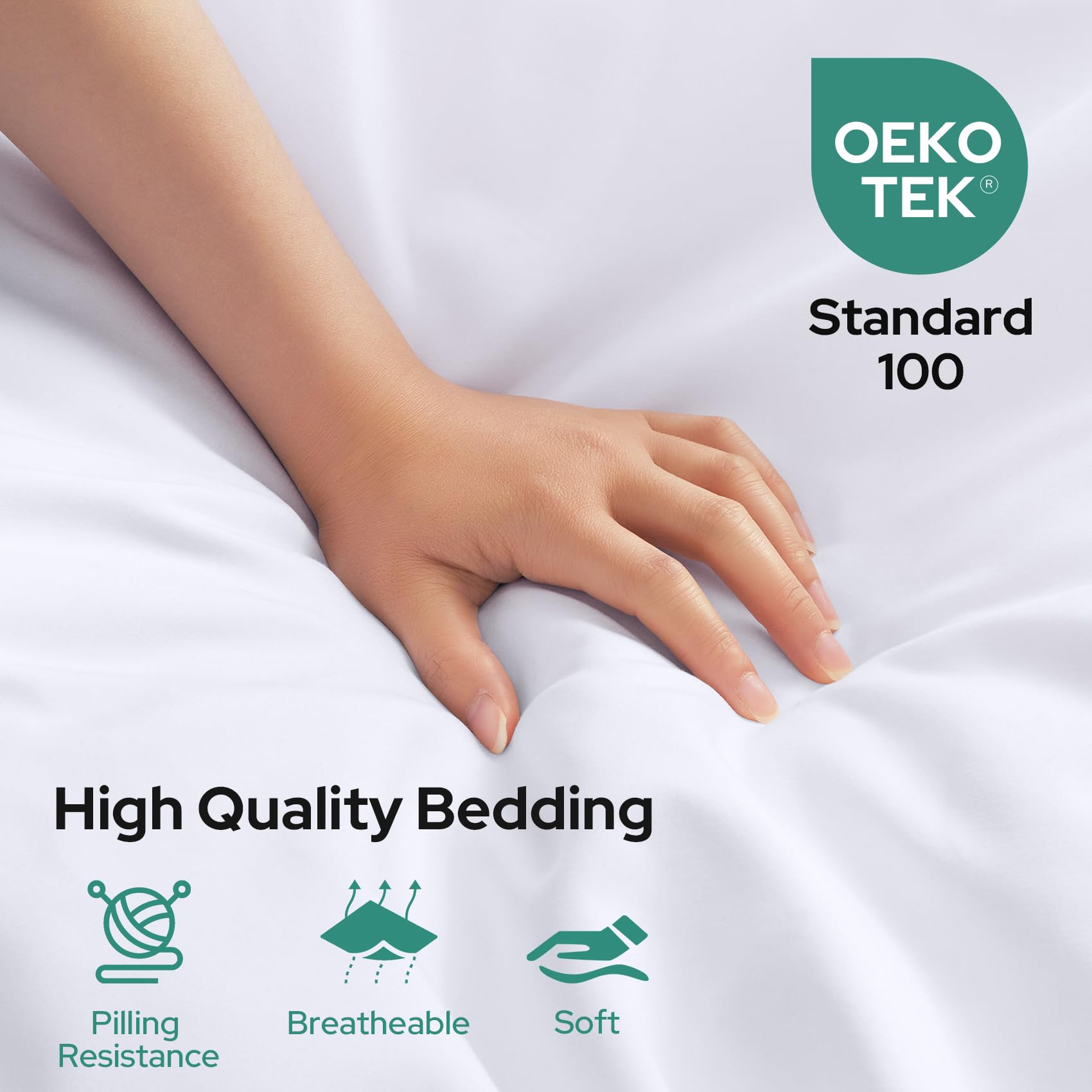 Homeideas King Size Bed Sheets - 6 Piece Set (White) - Extra Soft Brushed Microfiber 1800 Bedding Sheets, Deep Pocket, Wrinkle & Fade Free