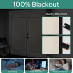 Homeideas 100% Blackout French Door Curtains, Privacy Door Curtains For Door Window, 30 X 68 Inch Room Darkening Curtains, Thermal Insulated Door Window Shades For Bedroom, (1 Panel, Beige)
