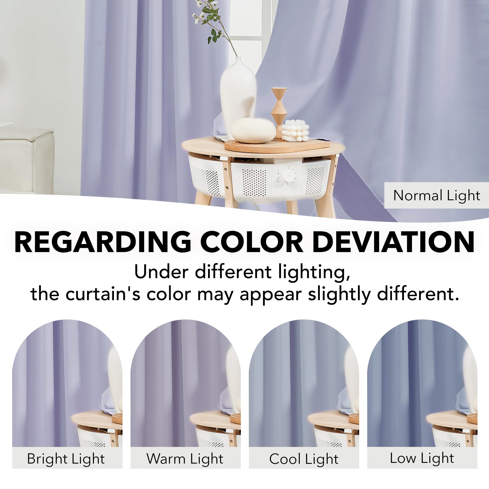 Deconovo Rod Pocket And Back Tab Blackout Curtains For Living Room Thermal Insulated Room Darkening Curtains 42Wx95L Inch Light Purple 2 Panels