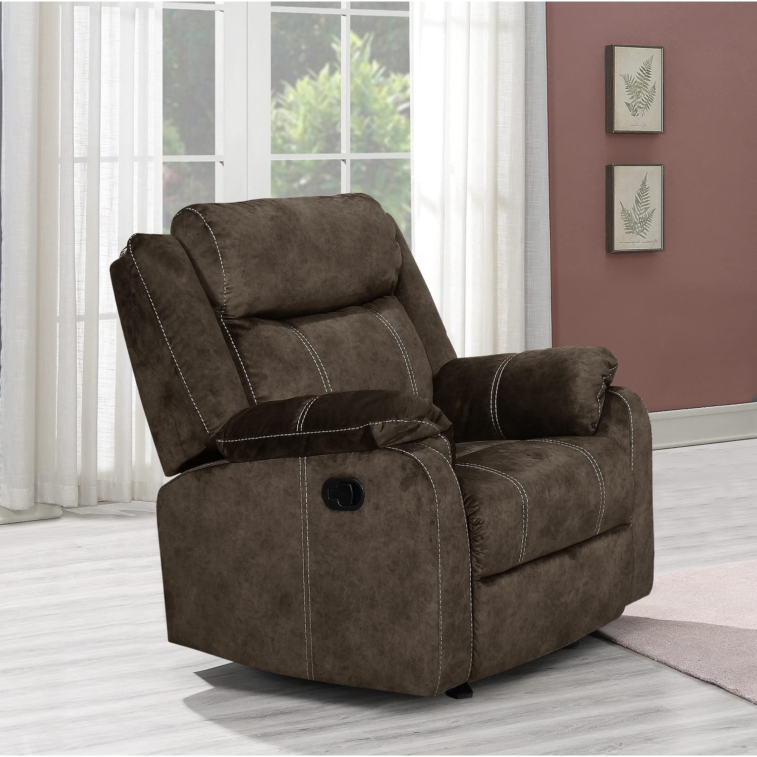 Global Furniture USA U7303C Brown Microfiber Glider Recliner
