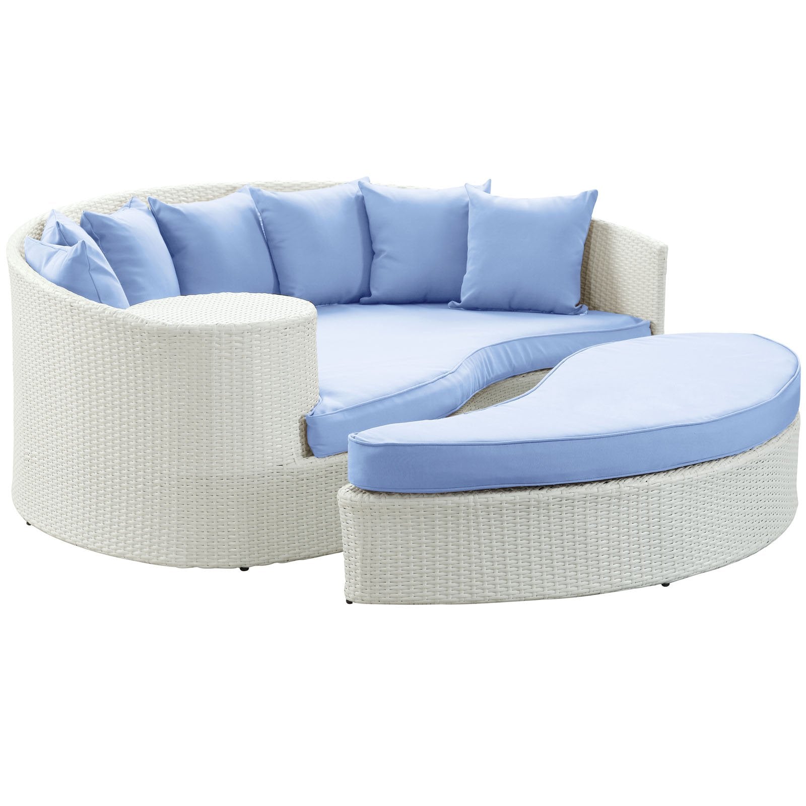 Lexmod Taiji Outdoor Wicker Patio Daybed With Ottoman - Thumbnail 2