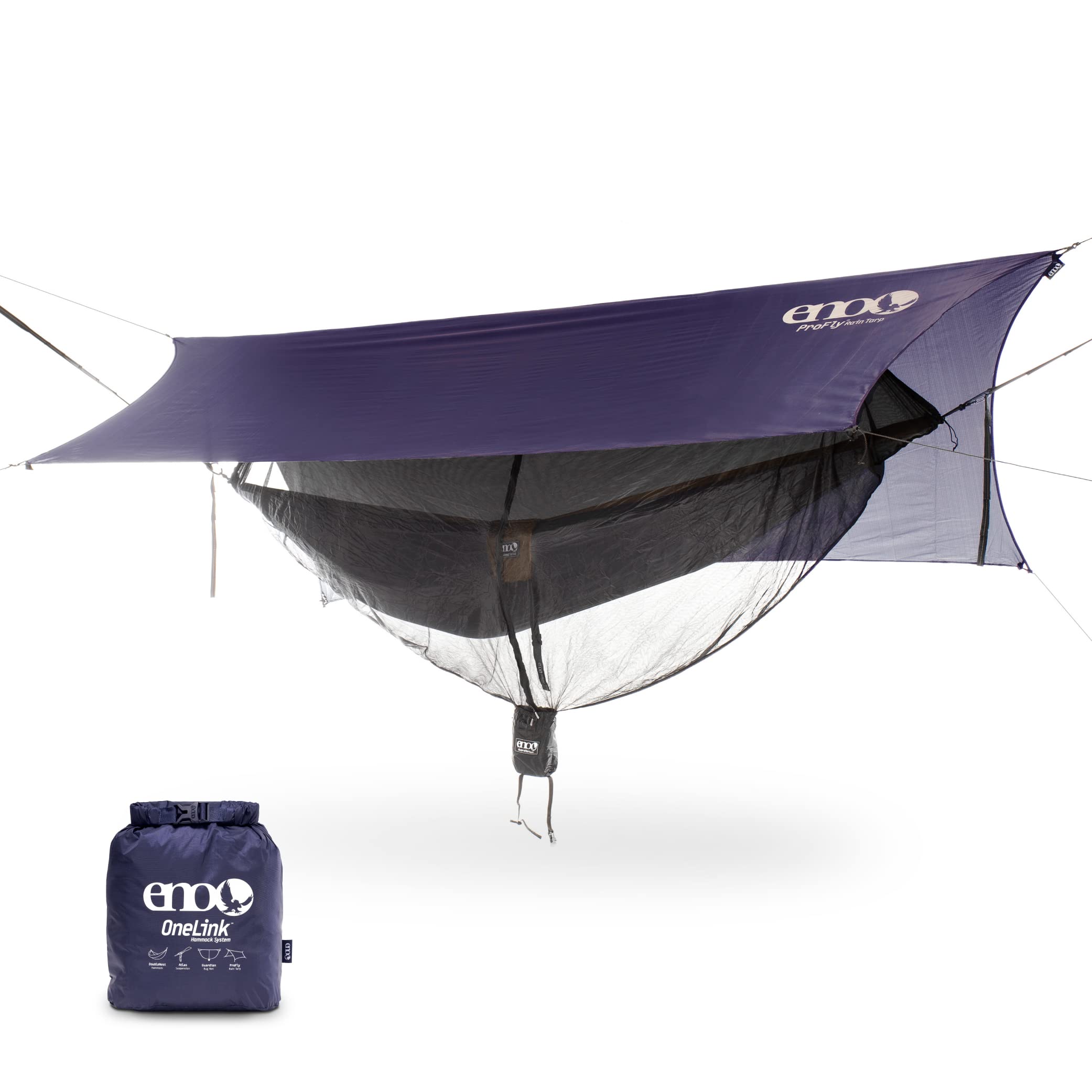 ENO OneLink Hammock System - Includes DoubleNest Hammock, Atlas Suspension System, Guardian Bug Net, and ProFly Rain Tarp - Set 