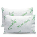2 Pack King Size Rayon Derived From Bamboo Pillow, Cooling Shredded Memory Foam Bed Pillows Sets For Back, Stomach, Side Sleeper