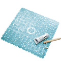 iDesign Pebblz Suction Non-Slip Square Bath Mat for Shower, Bathtub, Stall, 22 x 22, Blue