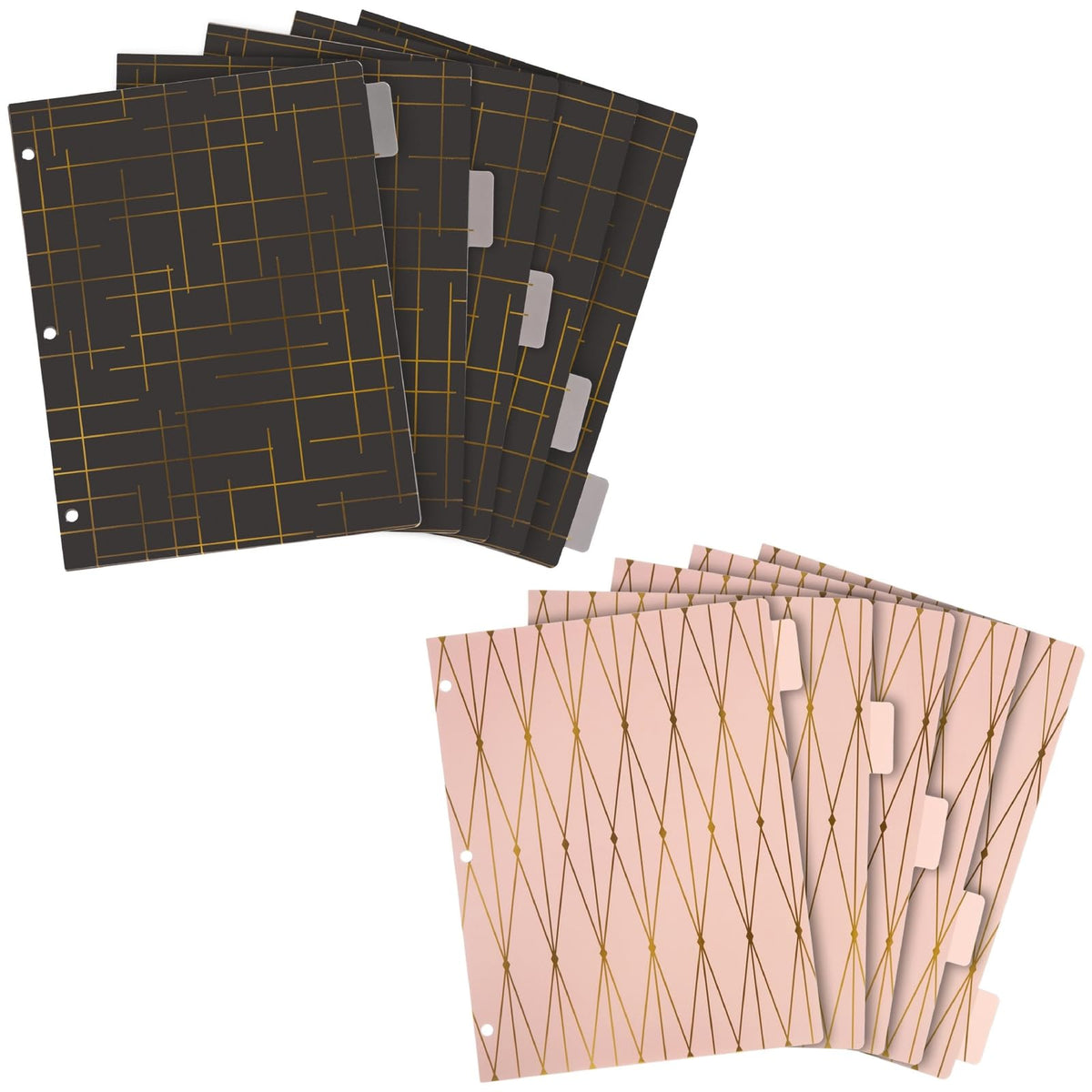 Paper Junkie 6 Sets Of 5 Tab Dividers For 3 Ring Binders, 30 Total Bulk Dividers For Office, School Supplies (Pink, Black, 8.5 X
