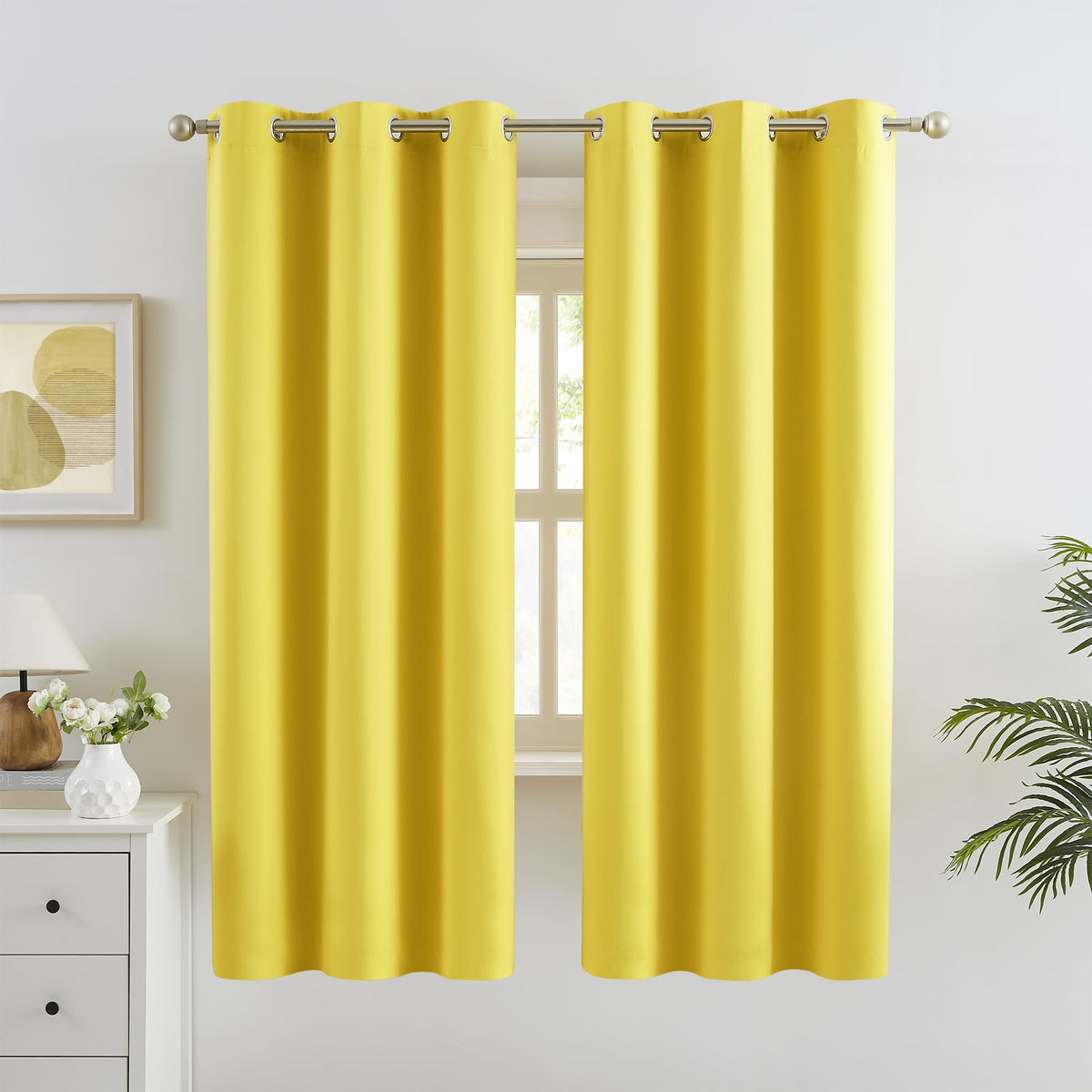 Dualife Blackout Curtains 72 Inch Length For Bedroom Grommet Thermal Insulated Room Darkening Curtains For Living Room, Set Of 2