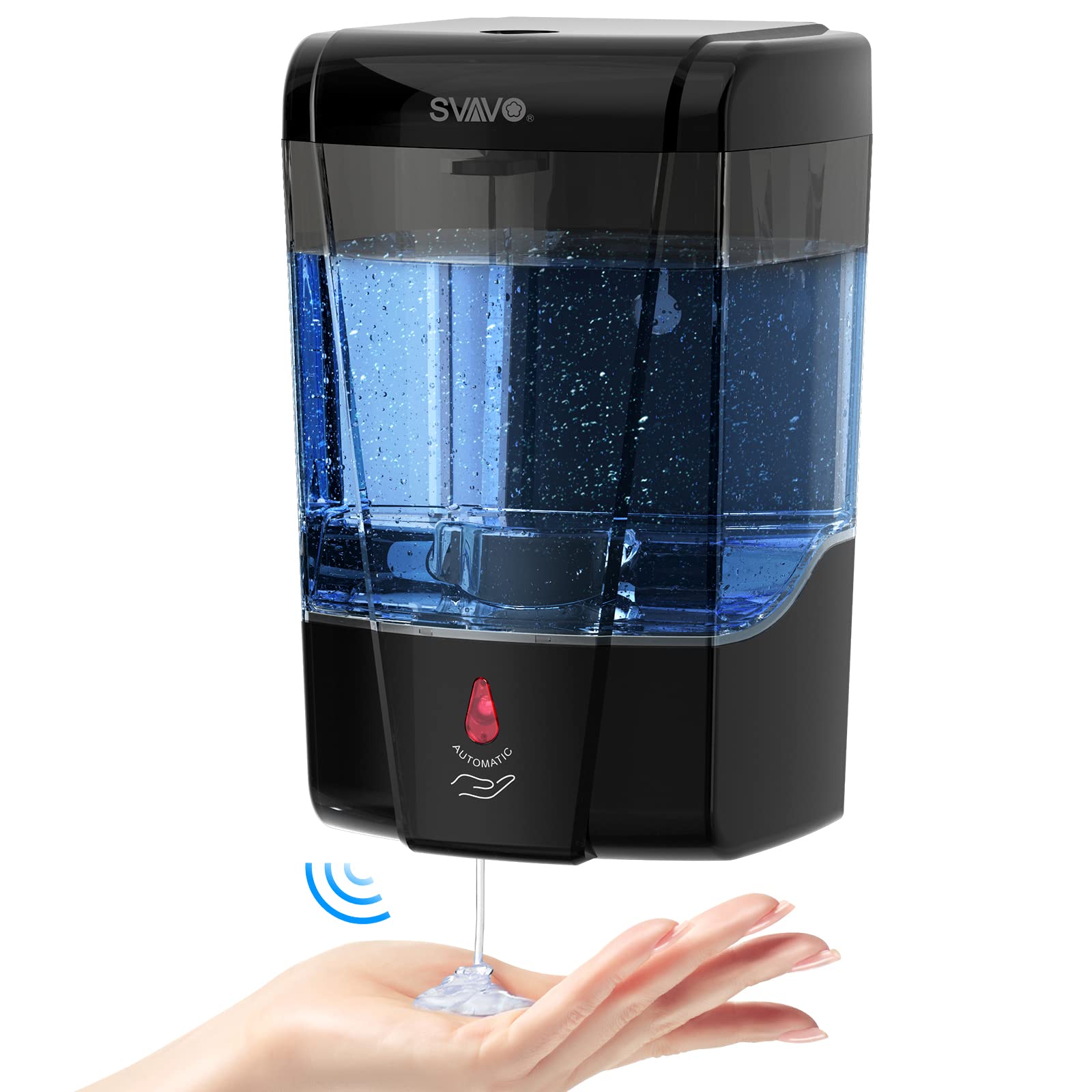 SVAVO Automatic Soap Dispenser Wall-Mounted, Hand Soap Dispenser Touchless Electric Sensor Pump Battery Operated for Office Home
