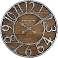 Presentime & Co Vintage Farmhouse Series, Galvanized Rustic Barnwood Clock, 19.5 inch, Galvanized Finish Arabic Numerals with We