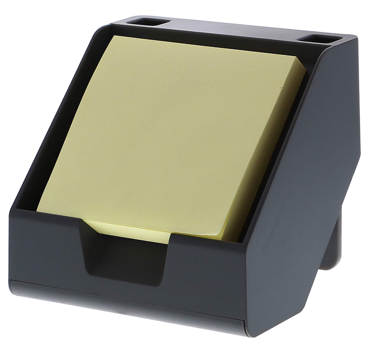 Bostitch Office Sticky Note Holder + Business Card Stand, Includes Pen Holders, Gray