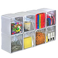 Azar Displays 3003608PK Stackable Tilt Bin Counter Organizers, White (8Pack)