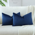 Otostar Pack Of 2 Velvet Soft Solid Decorative Throw Pillow Covers 16 X 24 Inch Pillow Covers Lumbar Cushion Case Couch Pillowcases For Sofa Bed Home Decor (Dark Blue)