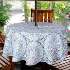 EHouseHome Round Tablecloth with Umbrella Hole and Zipper 70 inch Waterproof Polyester Mandara