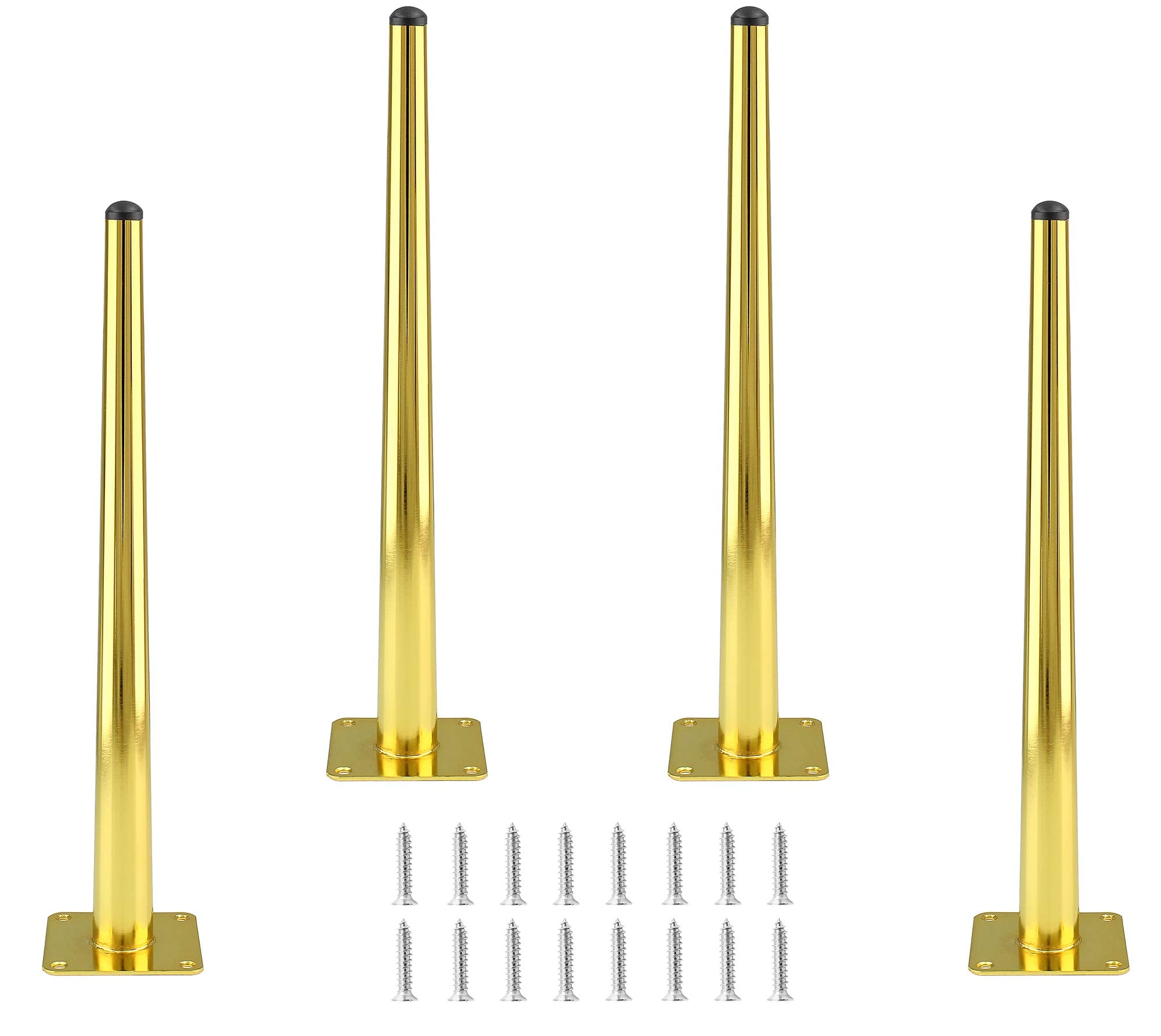 Seimneire 4pcs 14 Inch Furniture Legs  Straight Conical Metal Legs Chrome Mid-Century Style Furniture Feet for Sofa Cabinet Table Chair Cupboard Couch Ottoman Home DIY Projects-Like New
