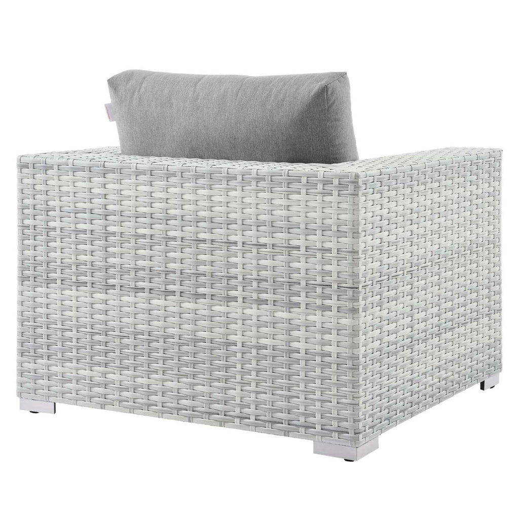 Modway Convene Wicker Rattan Outdoor Patio Armchair in Light Gray Gray