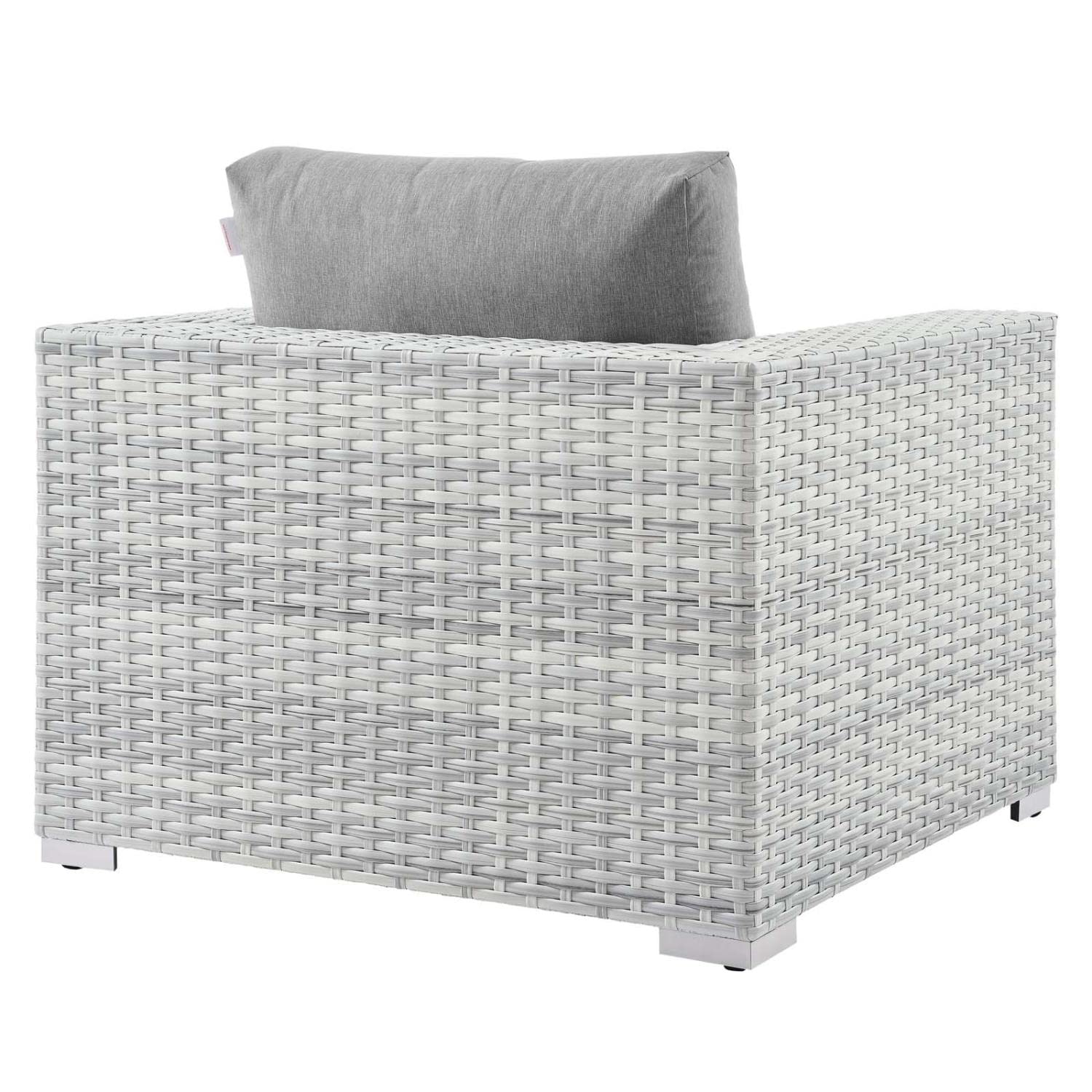 Modway Convene Wicker Rattan Outdoor Patio Armchair in Light Gray Gray
